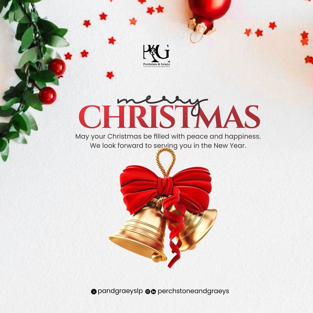 PAndGraeysLP's tweet photo. As we celebrate the joy of Christmas and the deeper meaning of the season, we extend our warm wishes to our clients, partners, and colleagues. May this time be one of peace, gratitude, and renewed hope.

Merry Christmas and Season’s Greetings from Perchstone &amp; Graeys.

#Christmas https://t.co/l88G42TL2c