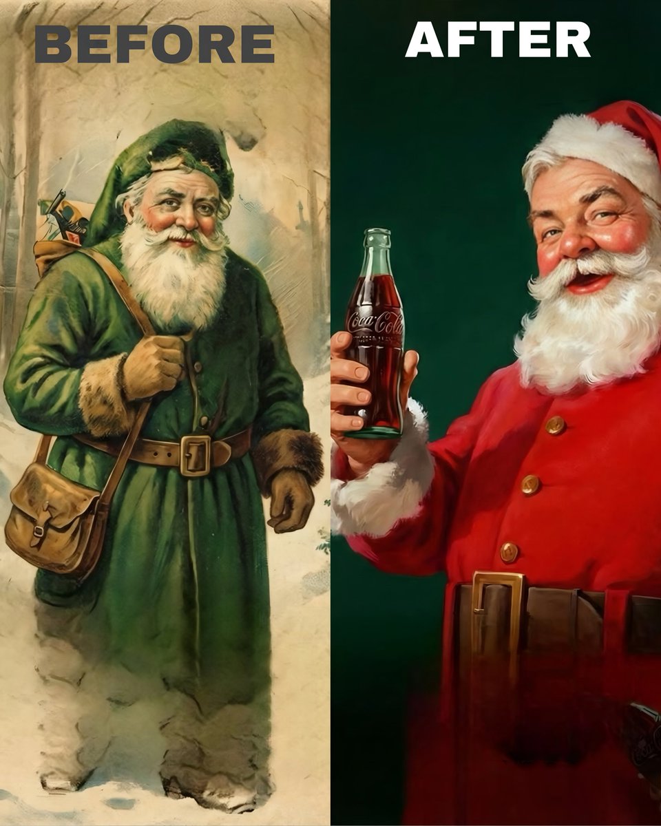 Jabz_CFC's tweet image. Santa Claus was never red until Coca-Cola made it so, which then made red the iconic color of Christmas.