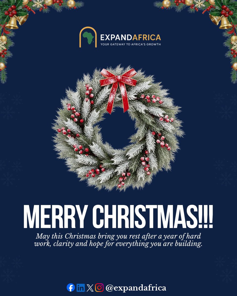 sharelovv's tweet photo. Merry Christmas from all of us at EXPANDAFRICA!🎄✨

Thank you for trusting EXPAND AFRICA, for believing in cross-border collaboration, and for being committed to building sustainable businesses and stronger connections across Africa and beyond.

From: All of us at ExpandAfrica! https://t.co/PtV6qKzLPW