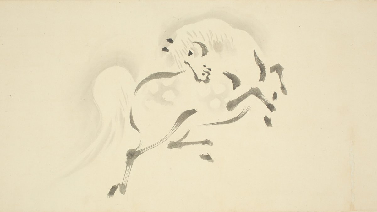 狩野素川章信《馬図巻》江戸時代後期 17頭の異なる姿態の馬を滑稽に