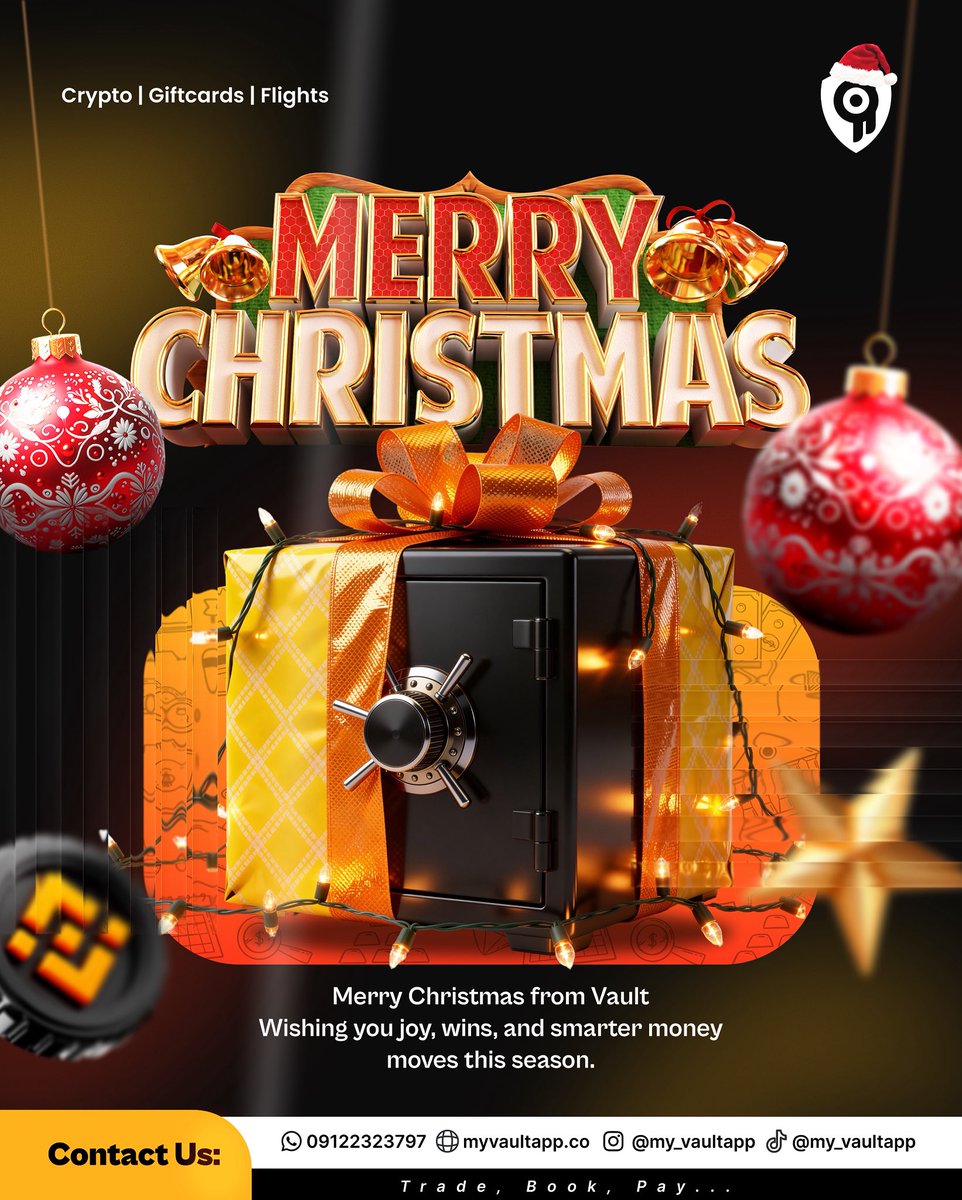 My_VaultApp's tweet image. Merry Christmas to you all, may this jolly season bring you peace,joy and loads of happiness. 
#MerryChristmas #ChristmasWithVault #HolidayLaunch #VaultIsComing #festivefinancejourney