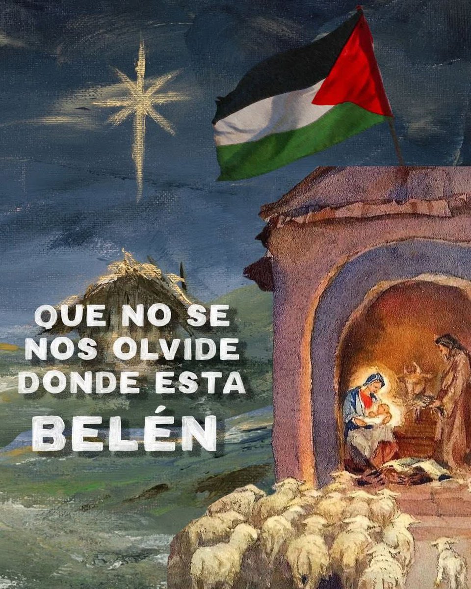 En esta Noche Sagrada, prohibido olvidar que:

🇵🇸 Jesús es palestino;
✨ Nació en una tierra ocupada;
🧑‍🧑‍🧒 Su familia fue perseguida y refugiada.

Hoy, lxs habitantes de Belén aún enfrentan la ocupación, la violencia y la persecusión. Prohibido olvidar.

#Navidad2025