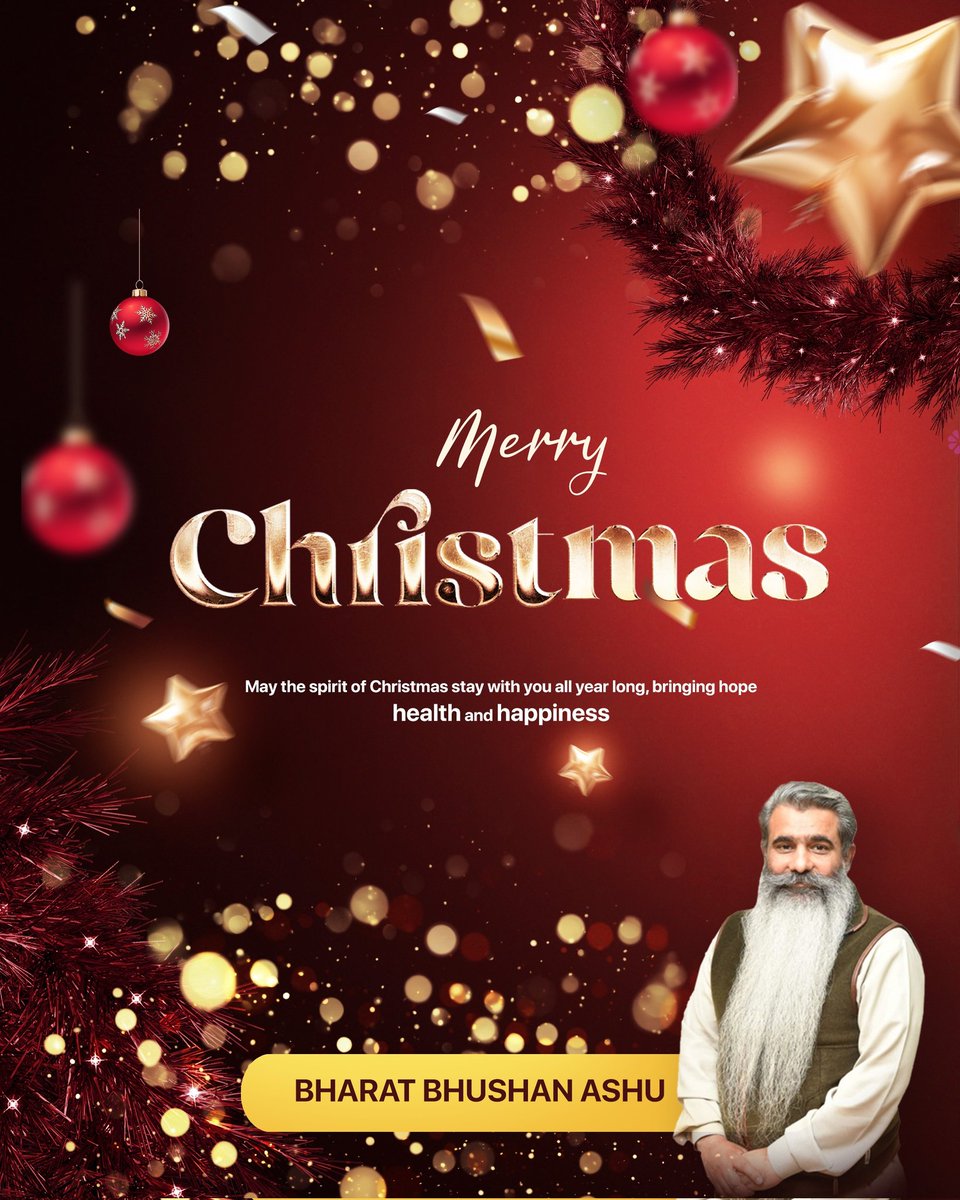 BB__Ashu's tweet photo. May this festive season bring peace, good health, and lasting happiness to every home.

May love and unity bring us together towards a brighter and more compassionate future.

I wishes everyone a Merry Christmas! 🎄🎅🏻⛄ https://t.co/VlKrs5igk9