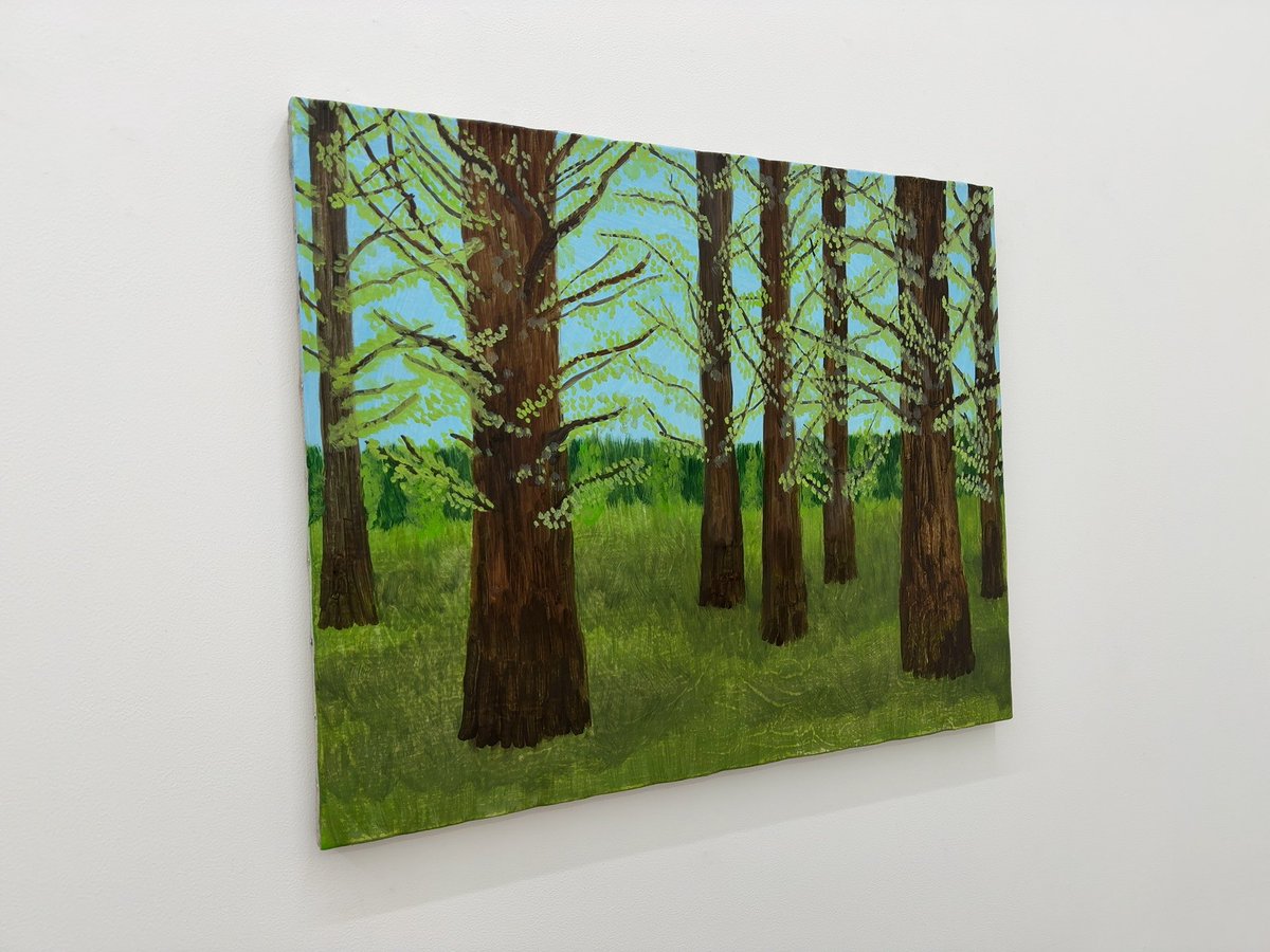 Red and Blue Galleryでキンマキ 「natural garden」を見てきた。在日四世の作家で、家族が描いたメモ書きを絵画にするシリーズで知られた作家だ。今回は自然を描いた作品を多く出展している。木々のさざめきがあるね。