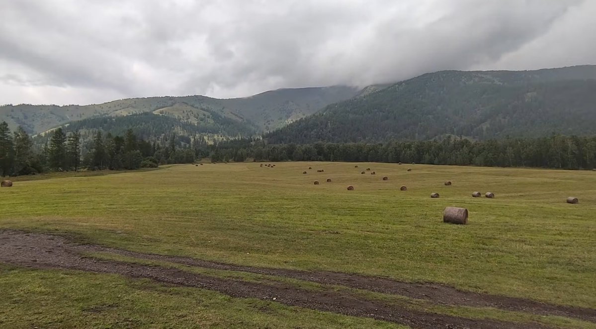 Karahindiba190's tweet image. #Altai #mountains #haystack #field #village road