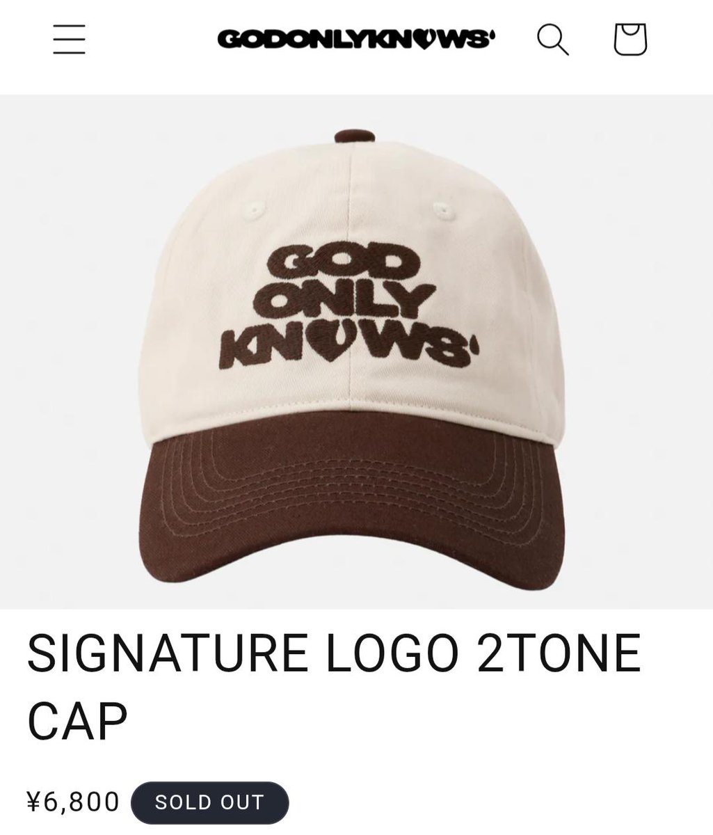 岩田剛典 GOD ONLY KNOWS SIGNATURE LOGO 2TONE CAP ¥6,800