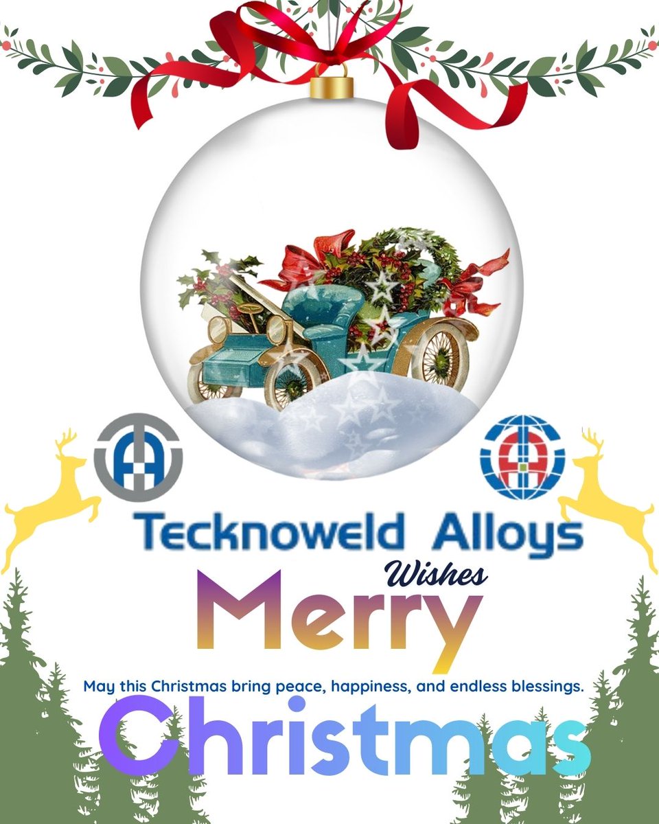 TecknoweldAlloy's tweet photo. 🎄 Merry Christmas from Tecknoweld Alloys Group!
Grateful for your trust &amp; partnership this year. May your holidays sparkle with joy &amp; peace. Here's to a strong 2026! 💪
#MerryChristmas #HappyHolidays https://t.co/YkpMtmawYv