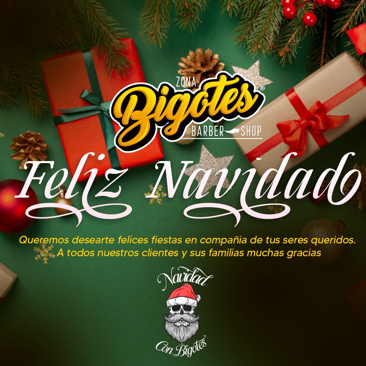 BigotesBarber's tweet photo. En esta temporada de reflexión y esperanza, les deseamos unas felices fiestas, llenas de salud, paz y bienestar junto a sus familias. 

Gracias por permitirnos acompañarlos en el cuidado de tu imagen. 

#SomosBigotes #NavidadConBigotes https://t.co/B7NK5IfRc3