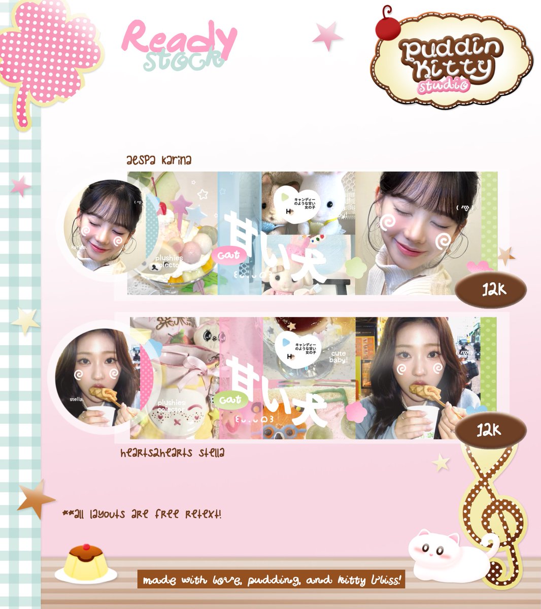puddin__kitty's tweet image. help repost? thank you!

hai! aku ada layout ready stock wonyoung, winter, karina, dan stella foto terbaruuu! untuk avanya png dan 12k/each yaah. free retext ♥️
bisa dm aku untuk take. avail untuk by req juga. jangan lupa @ after dm. 🐈🍮 #zonauang #zonaba