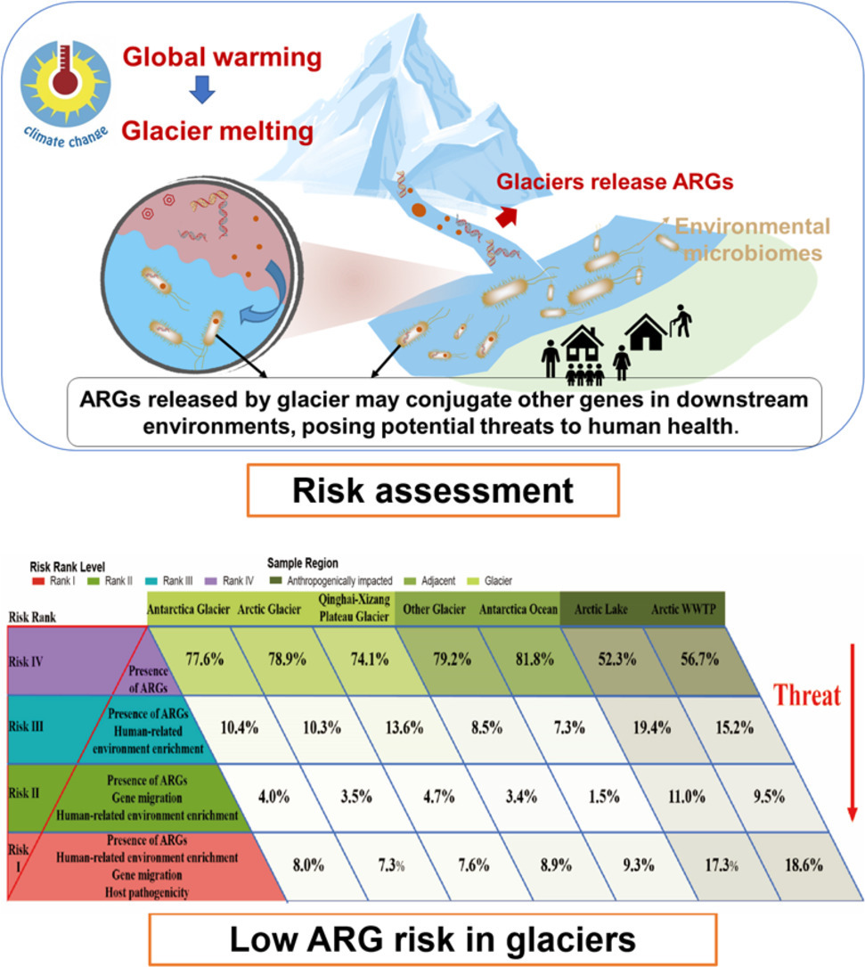 Glaciers carry antibiotic resistance genes that can be released as they melt.
Qinghai–Xizang Plateau shows the highest ARG abundance; 7–8% are high-risk with HGT potential.

doi.org/10.1016/j.geos…
#AntibioticResistance #Cryosphere #ClimateChange #GeoSus