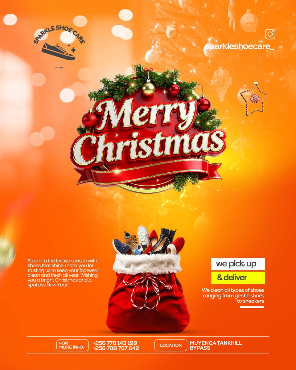 sparkleshoe_'s tweet photo. Stepping into the festive season with shoes that shine.Thank you for trusting us to keep your footwear clean and fresh aill year.🎄 https://t.co/w1zXSzOm8t