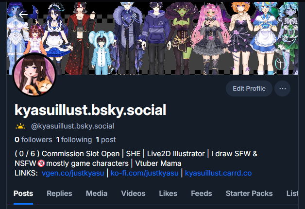 Hello everyone~ So the new update is so trash and since every artists are doing it now. I'll be posting more of my artworks and wips here from now on.  Here is my bsky, I'll be really happy to see everyone here. Let's follow each other🥰🫶
link: bsky.app/profile/kyasui…