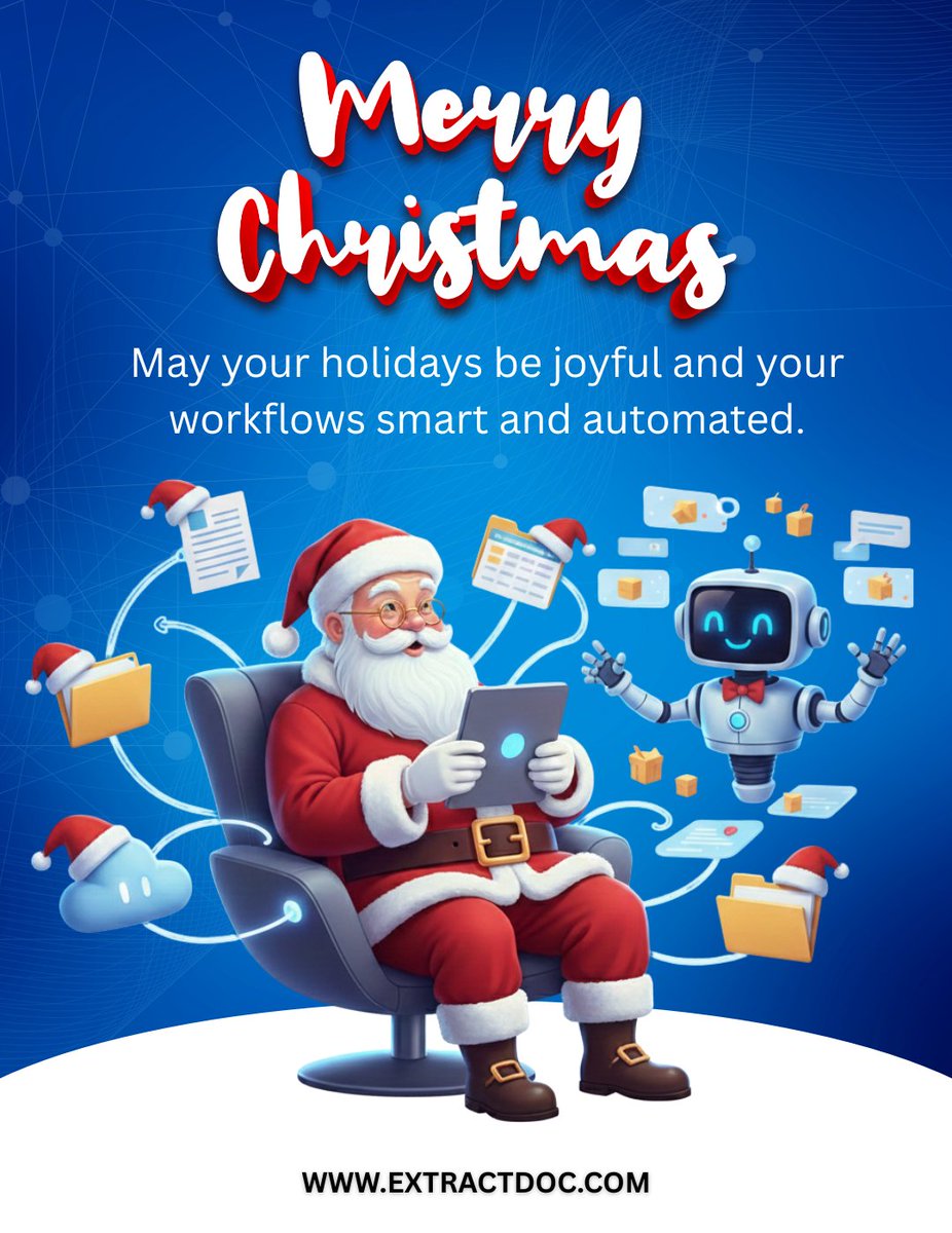 extractdoc's tweet photo. This Christmas, unwrap smarter documents and stress-free workflows.
Wishing you a season of efficiency, innovation, and success. 🎅📄
Merry Christmas from ExtractDoc! https://t.co/2tMKVFlacN