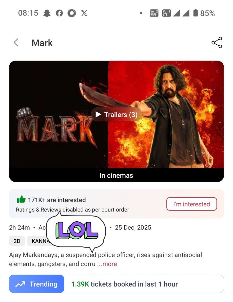 Rocky_Virat876's tweet photo. Why this court order blocking ratings &amp; reviews for #TheDevil, #MarkTheFilm and #45TheMovie 🤔
Don’t audiences have the right to share opinions after spending their time and money.
Hope the #ToxicTheMovie team looks into this and removes such restrictions at least for our film. https://t.co/Z40zsnINUL