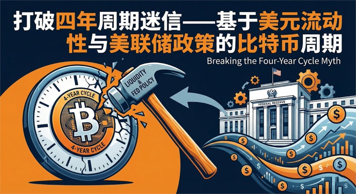 打破比特币四年周期迷信——基于美元流动性与美联储政策的比特币周期（6000字长文预警）

主要结论：
1. 比特币价格周期与全球债务再融资周期（约65个月）的高度重合性，而非单纯的48个月减半周期。
2.