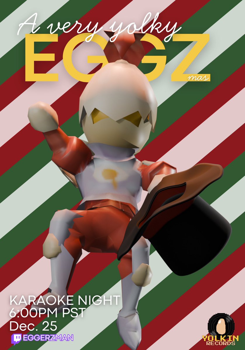 eggerzman's tweet image. we be jingling and jangling our eggs tomorrow

live at 6pm dec. 25th 
twitch.tv/eggerzman
come join and sing along