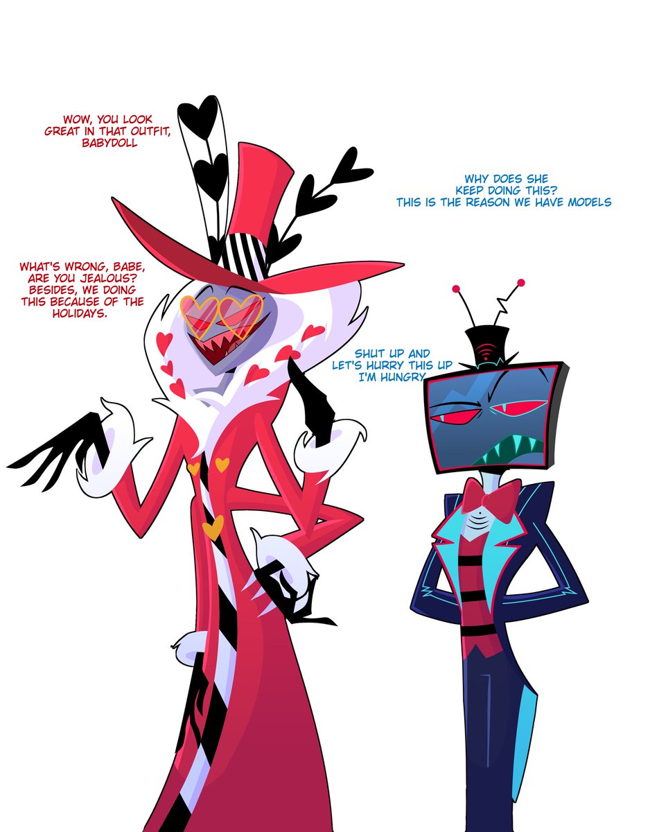 💄Unwrap your present my little puppets💜

Thank you all for this, I never thought this challenge would get that many likes, Happy Holidays everyone.

#HazbinHotel #HazbinHotelVelvette #HazbinHotelValentino #HazbinHotelVox #HazbinHotelFanart
