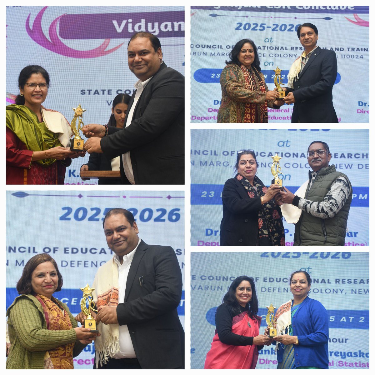 #VidyanjaliSammanSamaroh2025 
#Vidyanjali CSR Conclave was organized on 23 Dec 2025 at SCERT. Discussion on Vidyanjali CSR projects held followed by their Felicitation Event. Dr. Rita Sharma, worthy Director <a href="/SCERT2021/">SCERT Delhi</a> , Secy Mr. MukeshYadav, DCA Mr. SatishKumar felicitated all.