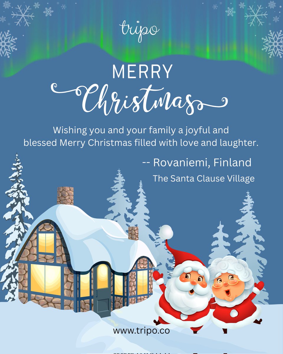 tripoHQ's tweet photo. Chasing the Aurora on Christmas Day!
Nothing beats the glow of the Northern Lights over Lapland. 
Wishing you and your family a joyful, blessed holiday from Rovaniemi! #MerryChristmas #NorthernLights #Tripo https://t.co/XQsm6kU0vn