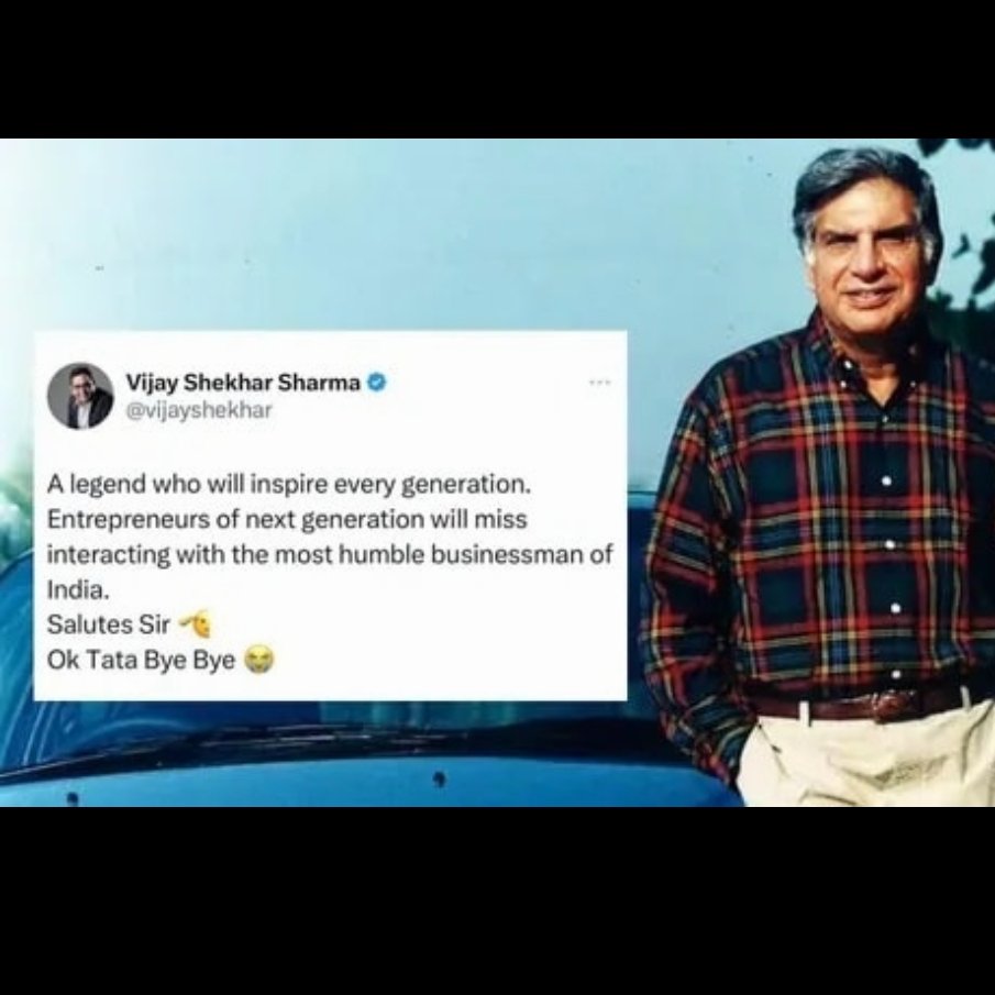 EducatorAnanth's tweet photo. When Vijay Shekhar ji posted this tweet and later deleted, it looked insensitive. I got a grab of it from the Hindustan Times Archives.
But after the demise of Ratan ji, the @TataCompanies companys standards have clearly slipped. https://t.co/wxs9qmWRqb