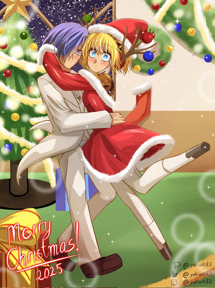 Makoto and #Aigis wishes you a Merry Christmas! 🎄🎁 ❄️ 

#aikoto #Persona3 #MakotoYuki #P3R