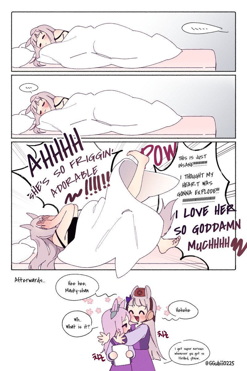 RagingAsn_'s tweet image. EN Translation by @RagingAsn_
Artist Comment: These Two Goober-Musumes

영어 번역입니다!
다음에 또 봐요!
#UmaTranslations