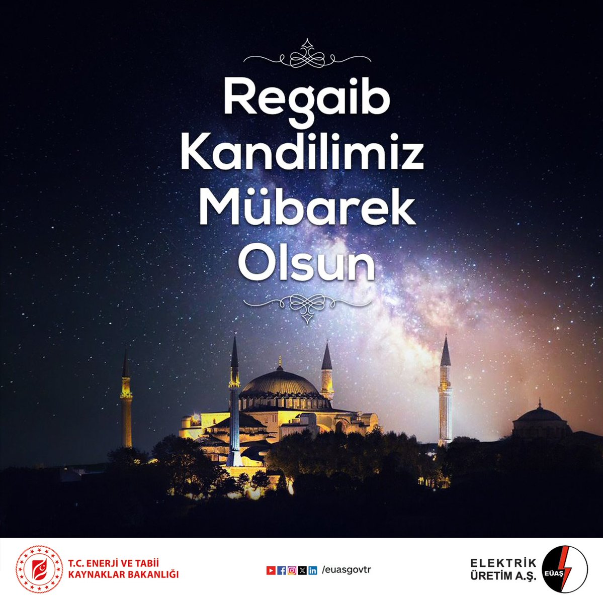 Mübarek Regaip Kandili’nin milletimize hayırlar getirmesini diliyoruz.

Bu anlamlı gecenin birlik, beraberlik ve kardeşlik duygularını güçlendirmesini temenni ederiz.
Regaip Kandiliniz mübarek olsun.