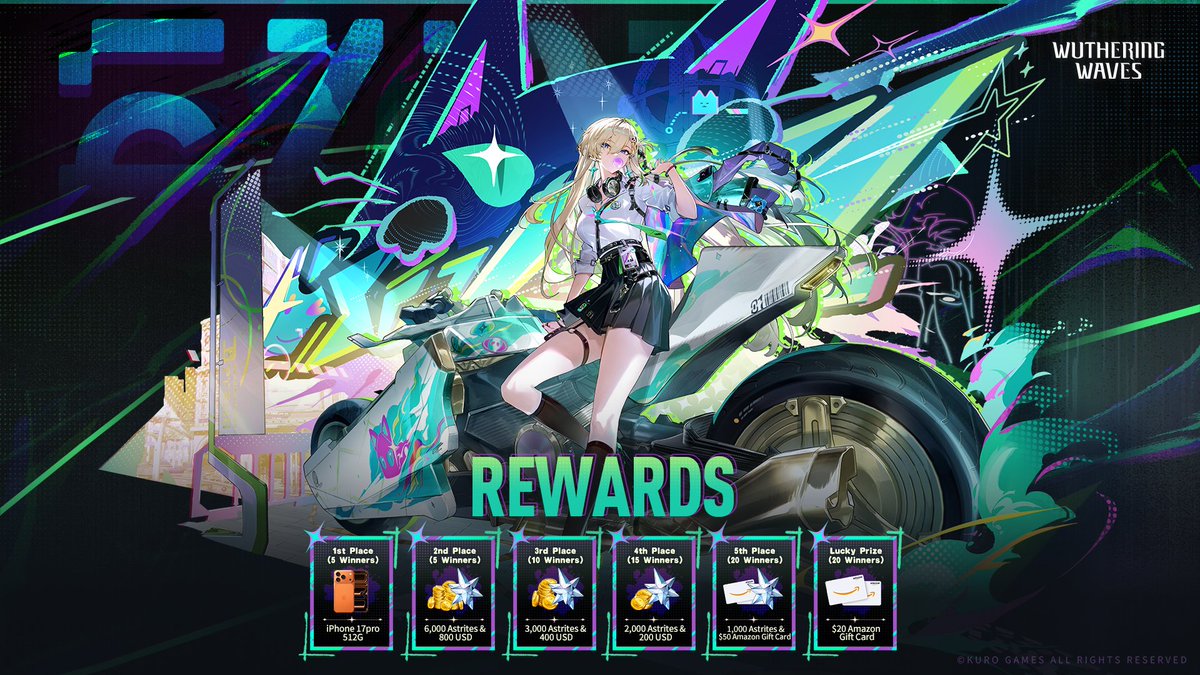 Wuthering_Waves's tweet image. Dear Rovers,
Wuthering Waves Fan Creation Event "We Who See the Stars" is now live! Post your work with hashtags #WutheringWaves and #WuWaFanart on X (Twitter)/Instagram/Facebook and fill out the form for a chance to win iPhone 17 Pro 512GB, Astrites and more!

Create your works…