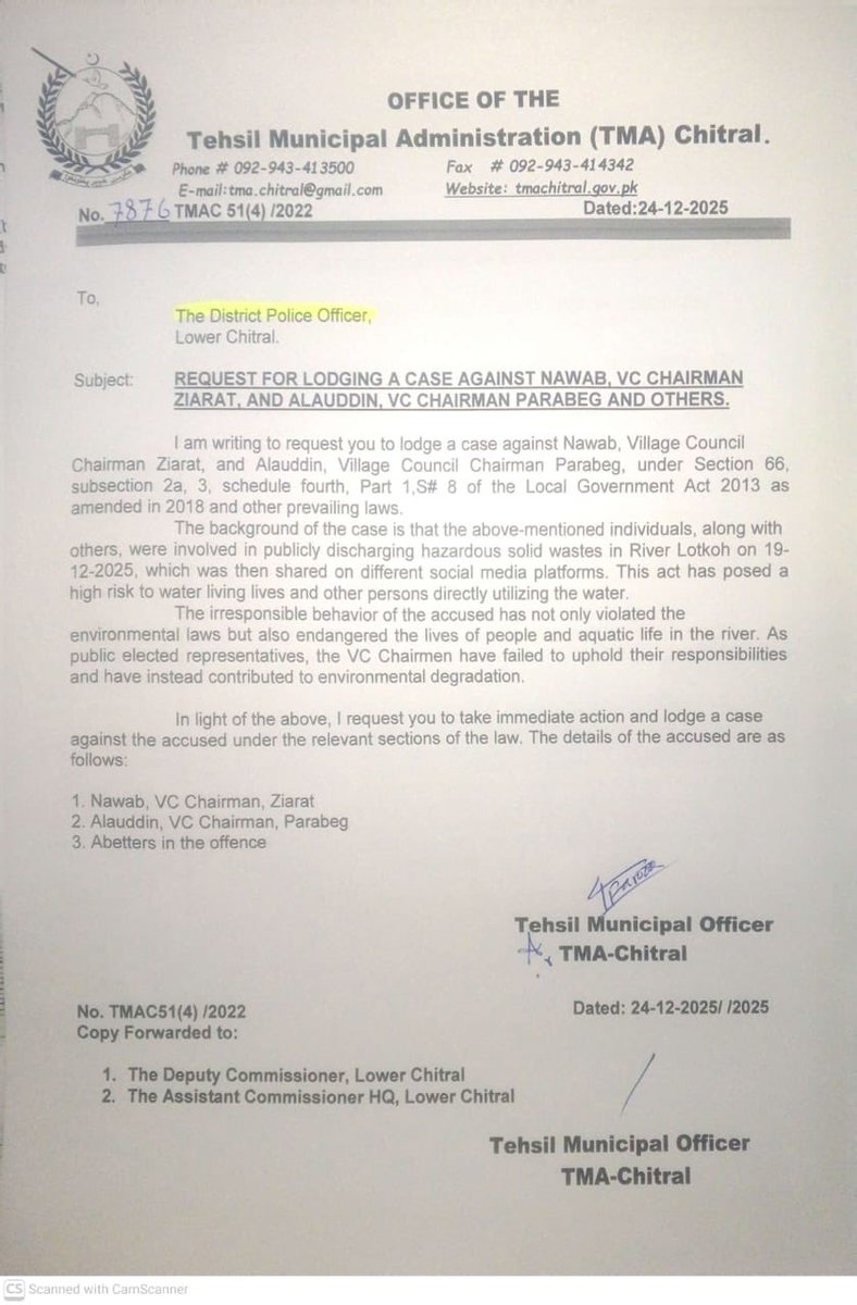Deputy Commissioner, Lower Chitral tweet media