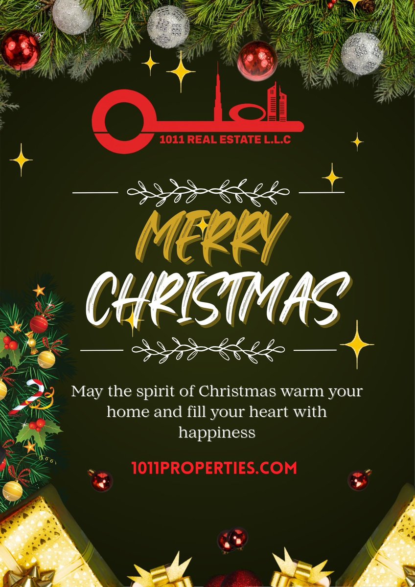 🎄✨ Merry Christmas from 1011 Properties ✨🎄

Wishing you joy, peace, and prosperity this festive season. Thank you for your trust and support. 🎁🏡

#MerryChristmas #1011Properties #SeasonGreetings #FestiveVibes #DubaiRealEstate