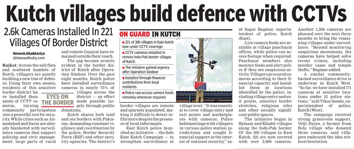 Kaushikdd's tweet photo. #Gujarat : Kutch’s border villages build defence with CCTV network
 https://t.co/nzvW7xJiXT

@sanghaviharsh @SagarBagmar @SP_EastKutch https://t.co/vVYYfYyjk4