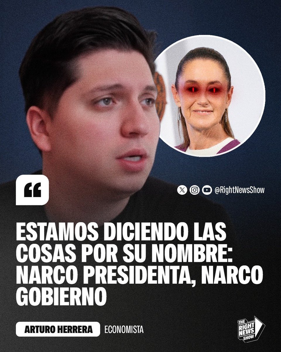 Como debe de ser 

🚨🇲🇽 | El director de La Derecha Diario México, Arturo Herrera: "Estamos diciendo las cosas por su nombre: narco presidenta, narco gobierno".

<a href="/RealArturoH/">Arturo Herrera</a>