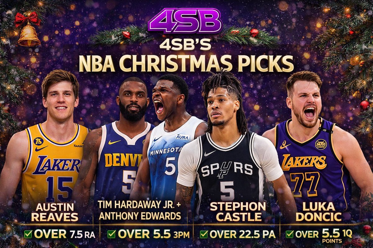4sSportsBetting's tweet photo. Some NBA Picks for Christmas Day! 

More plays + writeups posted in the discord server🔥

https://t.co/hQhEUYzygl

#prizepicksnba #sportsbetting #NBAPicks #NBAXmas #dailyfantasysports #Gambling𝕏 https://t.co/jJLJv4Qd2y