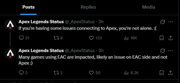 sulside's tweet photo. @DifficultHero @Foootball_CoD @ARCRaidersGame Apex is having issues  as well.  But PubG is working for me https://t.co/L5tuP0WKig