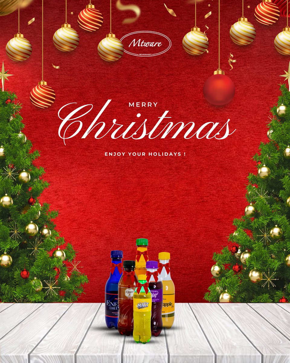 Mtwarebeverages's tweet photo. ❤️🎄This festive season , we’re truly grateful for your continued trust and support 

Thank you for being a part of Mtware Beverages Family. 

Mtware Beverages wishes you a Merry Christmas filled with laughter, love, and lots of your Mtware favorite drinks! ✨ https://t.co/BtegV0llLv