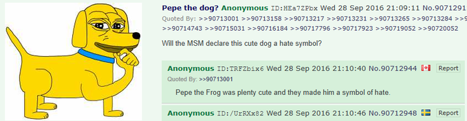 gaszenmaster's tweet photo. I just found the the Pepe dog on 4chan Dude from 2016 made his dog and named it Pepi.

https://t.co/wlzOIpLKCm https://t.co/pe1X7jyLU6