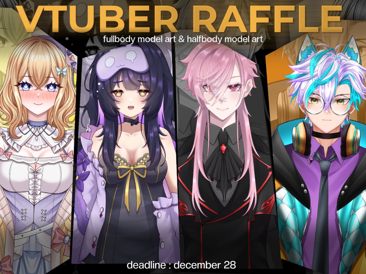 ⋆˙⟡ Shinra x Sripi's Art Raffle only 72 hours! 
Win a VTuber for new year! 2 Fullbody &amp; 2 Halfbody Models Art ⟡˙⋆

How to Enter:
✧ Follow <a href="/shinraizuku_/">Shinra Izuku | Commission Open</a> &amp; <a href="/SripiHead/">Sr/pi Chan🌙 | Vgen Artist</a>
✧ Like &amp; repost!
✧ Drop your OC / sheet in the comments 

Merry xmas guys!
#artraffle #ENVtubers