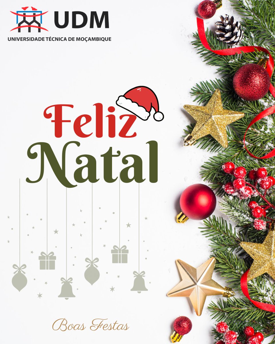 udm_mz's tweet photo. Nesta época especial, desejamos que as festas sejam cheias de alegria e boas energias.

Que o novo ano traga novas oportunidades e muitas conquistas.

Universidade Técnica de Moçambique 
A ponte para os profissionais de sucesso https://t.co/yM2PXG45h3