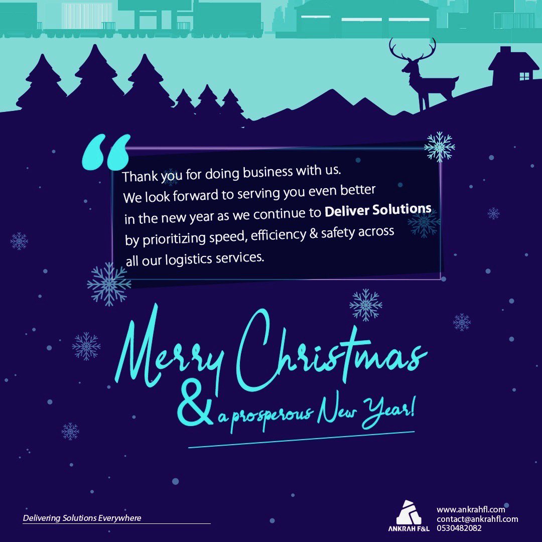 Thank you all for patronizing Ankrah F&amp;L. We look forward to lasting partnerships and growth in the coming years.

Merry Christmas 🎄🎁 

#merrychristmas #logistics #courier #delivery #deliverycompany #doortodoor #AnkrahFL #Ankrah