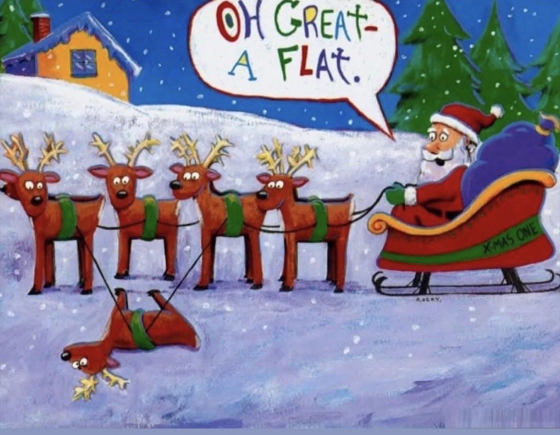 playinglesshurt's tweet photo. #jokeoftheday Santa’s running a bit late tonight! #musuc https://t.co/kSHTb1H0GR