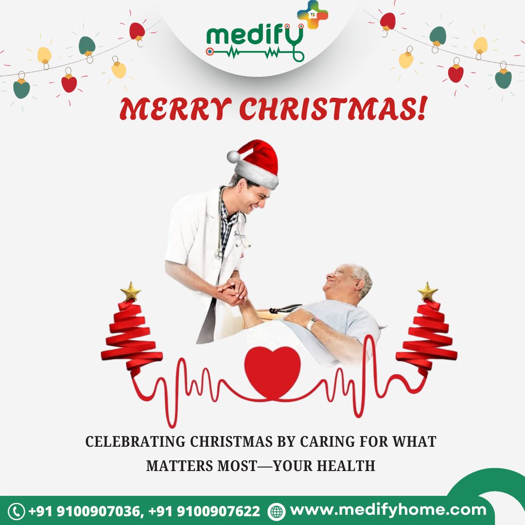 Medifyhome's tweet image. 🎄 Merry Christmas from Medifyhome ❤️
This festive season, let love, care, and good health be the greatest gifts you share.

📞 Call Us: +91 9100907036 | +91 9100907622
Know More: medifyhome.com/home-care-serv…

#MerryChristmas #Medifyhome #HomeHealthcare