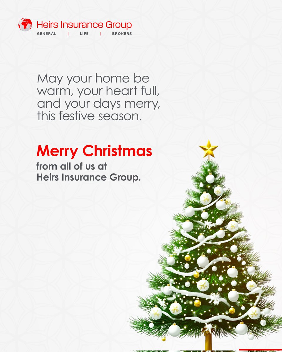 May your home be warm, your heart full, and your days merry, this festive season.

Wishing you a peaceful holiday and time well spent with the people who matter most.

Happy Holidays and Merry Christmas. 🎄

#HeirsInsuranceBrokers #MerryChristmas