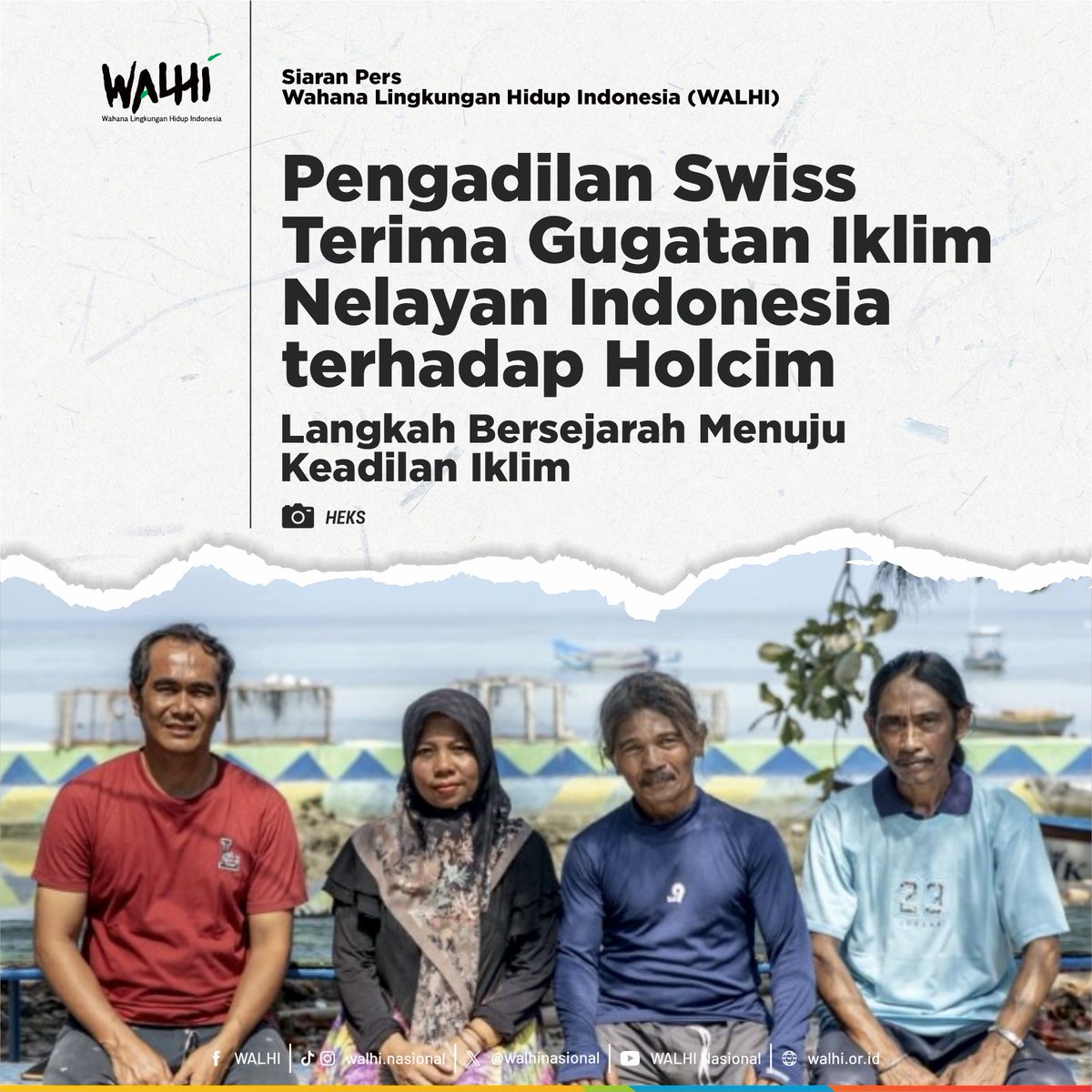 walhi.or.id/pengadilan-swi…

Langkah bersejarah menuju keadilan iklim!
Pengadilan Zug, Swiss menerima gugatan iklim warga Pulau Pari terhadap korporasi semen terbesar di dunia, Holcim.

Ini adalah preseden yang baik, menggembirakan dan memberikan harapan bagi setiap orang untuk