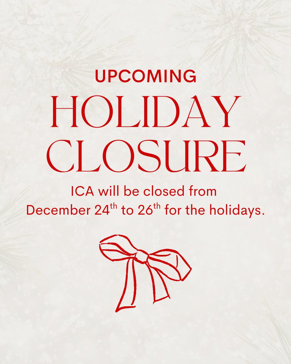 icalanguages's tweet photo. Happy holidays! ICA will be closed from December 24-26 and resume normal business hours on Monday, December 29, 2025. ☃️🎄 https://t.co/0g8Q8DDirN