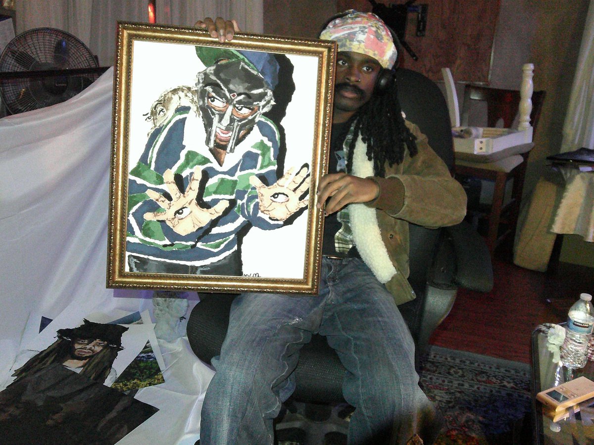 pelumipng's tweet image. An MF DOOM painting I made