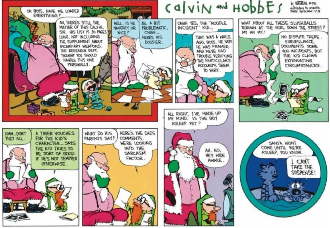 Calvinn_Hobbes's tweet photo. GET TO SLEEP! Santa Clause is coming tonight! #CalvinandHobbes https://t.co/bToq8bktU1
