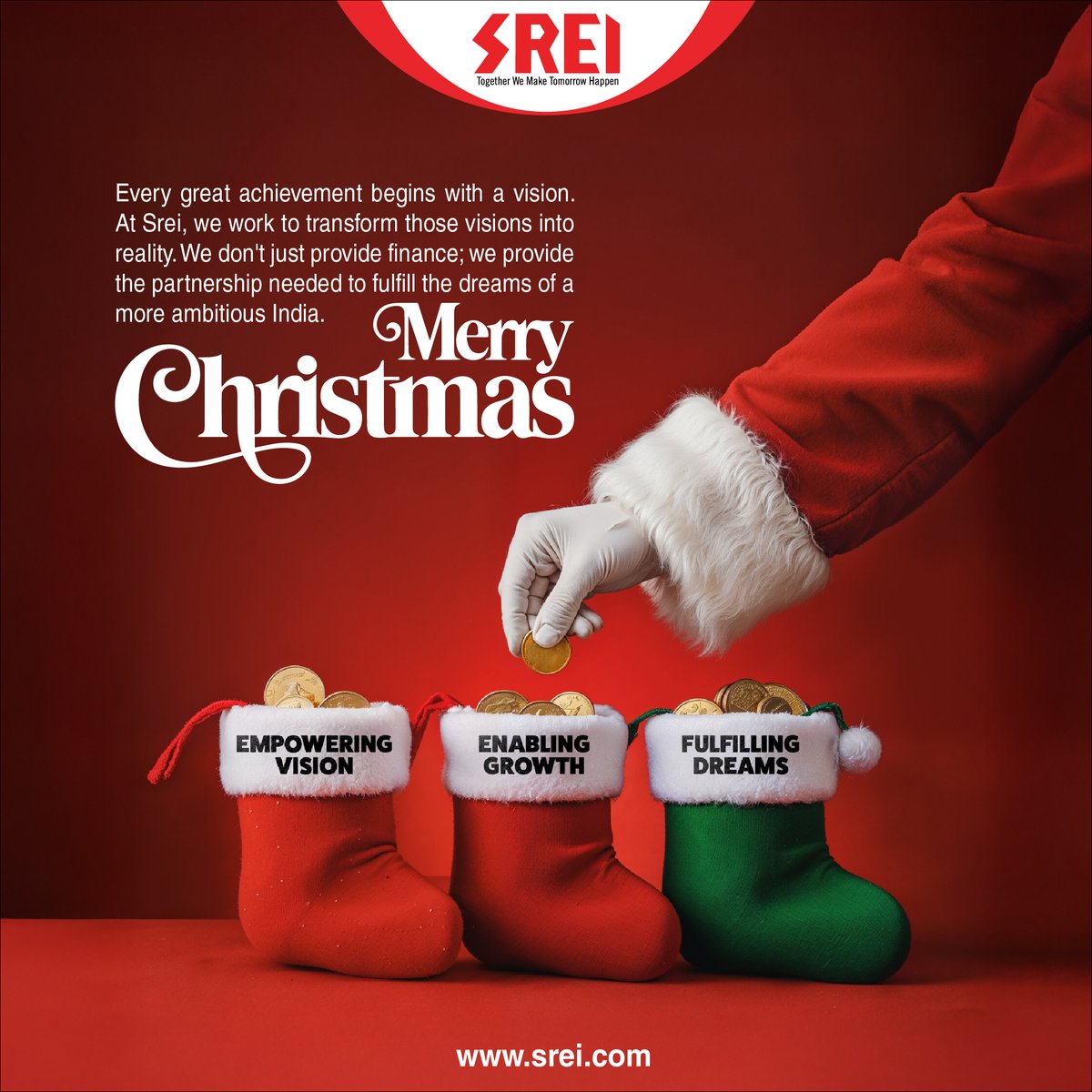 sreiofficial's tweet photo. Turning vision into reality, one dream at a time.
This festive season, we remain committed to empowering vision, enabling growth, and fulfilling dreams for a more ambitious India.

🎄 Merry Christmas from all of us at Srei.

#MerryChristmas #EnablingGrowth #FulfillingDreams https://t.co/5yF6eYwfi6