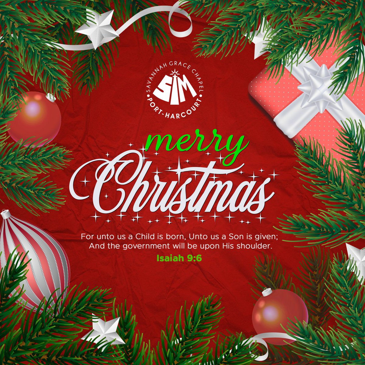 For unto us a child is born, unto us a son is given: and the government shall be upon his shoulder: and his name shall be called Wonderful, Counsellor, The mighty God, The everlasting Father, The Prince of Peace. 

A very Merry Christmas to you and yours!

#MerryChristmas