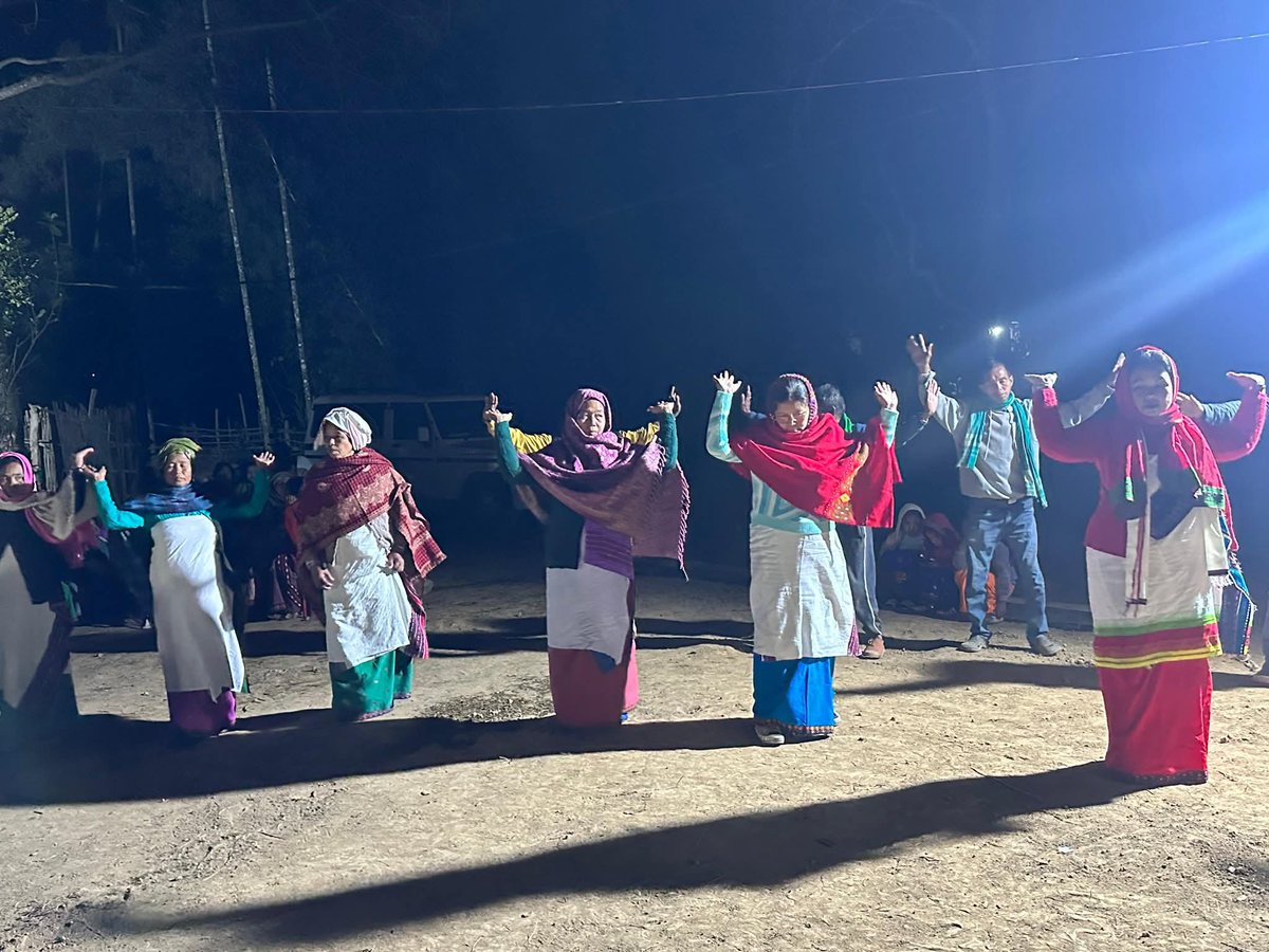 GorlosaNandita's tweet photo. Tradition plays an important role in the Society. One such event was the “Baisingjaoba" which was held last night at Gidingpur village under Maibang east Constituency.With prayers to the Almighty we were part of the ritual performed last nite. The young girls and boys takes the responsibility to host the Surem baino , a type of Busu in the village. This type of Busu Celebration requires abundance Youth in the village , they cultivate their harvest in the jhum or in wet cultivation for paddy , vegetables throughout the year  and invite people to be a part of their pre celebration .
Such tradition continues to make the younger generation identify their unique indegenous way of preserving culture. When enquired they informed its been more than a Decade such cultural rituals were not held in this village.
An event joined by MACs of the Council, and well Wishers …
Wishing them a successful three days event of Surem baino in the coming year..
@himantabiswa 
@DilipSaikia4Bjp