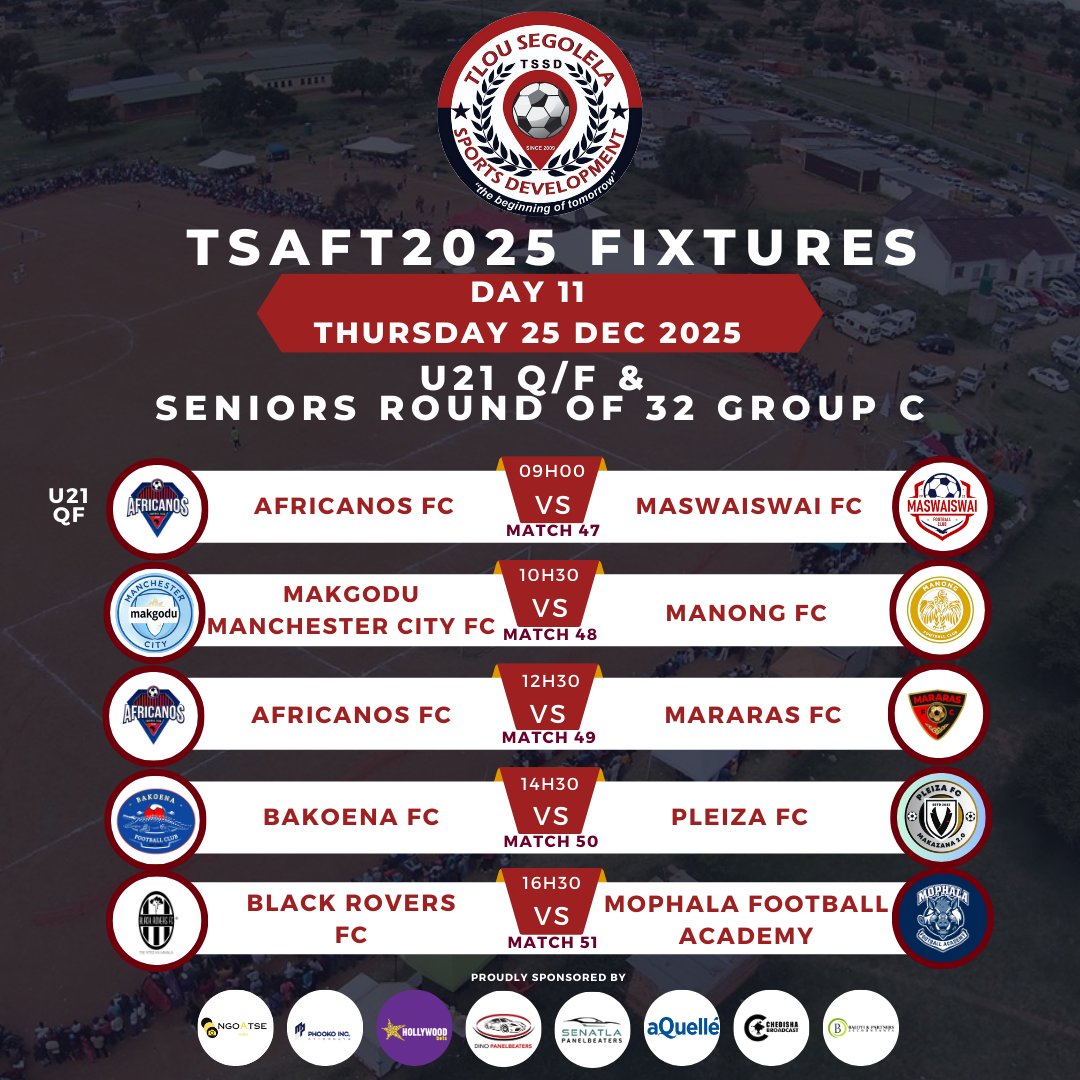 TeamTSSD's tweet image. #TSAFT2025 DAY 11 Fixtures